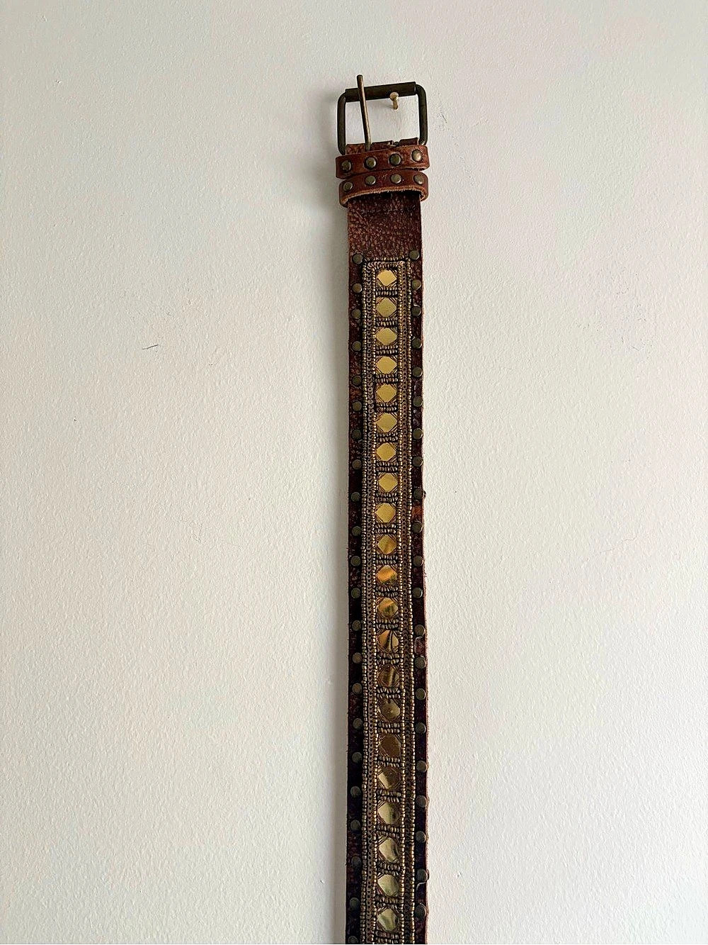 Vintage Betsey Johnson Embellished Leather Belt in Brown, Size Large, Note wear! - Picture 5 of 5